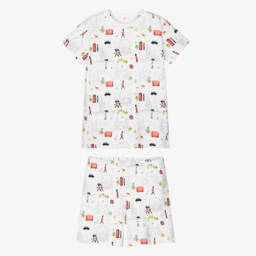 My Little Pie-بيجاما قصيرة قطن عضوي سوبيما لون أبيض | Childrensalon