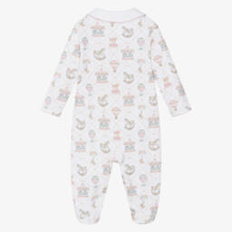 My Little Pie-White & Pink Supima Cotton Coquette Babygrow with Carousels | Childrensalon
