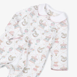 My Little Pie-White & Pink Supima Cotton Coquette Babygrow with Carousels | Childrensalon