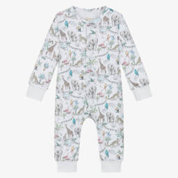 White Supima Cotton Madagaskar Print Baby Romper