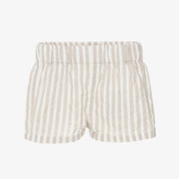 Baby Boys Beige & White Stripe Cotton Shorts