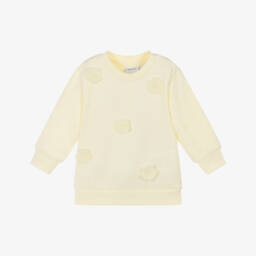 Baby Girls Yellow Crochet Flower Organic Cotton Sweatshirt