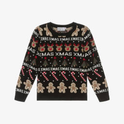 NAME IT-Black Knitted Festive Sweater | Childrensalon