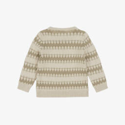 NAME IT-Свитер бежево-оливковый из хлопкового трикотажа для мальчиков | Childrensalon