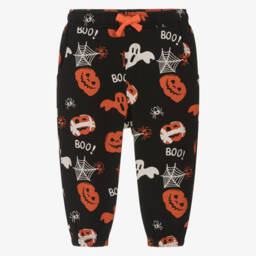 NAME IT-Boys Black Cotton Halloween Print Joggers | Childrensalon