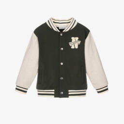 Boys Dark Moss Green Varsity Jacket