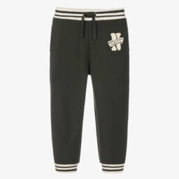 Boys Dark Moss Green Varsity Joggers 