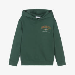 NAME IT-Boys Green Cotton Varsity-Style Hoodie | Childrensalon