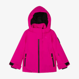 Bright Pink Technical Ski Jacket with Removable Hood
