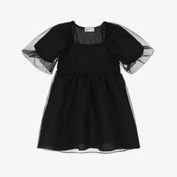 NAME IT-Girls Black Crinkle Mesh Dress  | Childrensalon