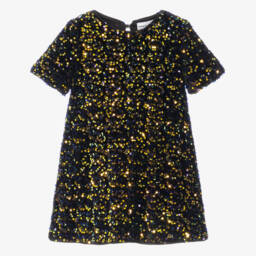 Girls Black Sequin Covered Dress