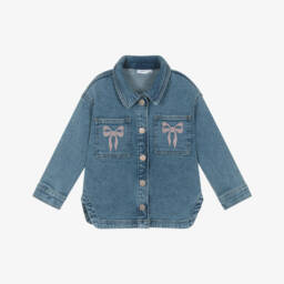 NAME IT-Girls Blue Denim Embroidered Shirt | Childrensalon