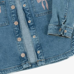NAME IT-Girls Blue Denim Embroidered Shirt | Childrensalon