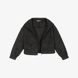 NAME IT-Girls Brown & Black Animal Print Denim Jacket | Childrensalon