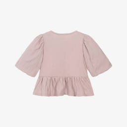 NAME IT-Girls Dusky Pink Organic Cotton Blouse with Bows | Childrensalon