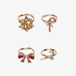 NAME IT-Girls Gold Festive Rings (4 Pack) | Childrensalon