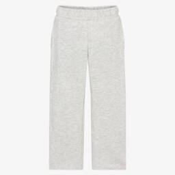 Girls Grey Marl Jersey Joggers with Adjustable Waist