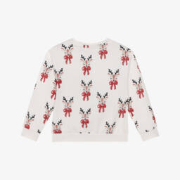 NAME IT-Girls Ivory Organic Cotton Reindeer Print Sweatshirt | Childrensalon