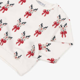 NAME IT-Girls Ivory Organic Cotton Reindeer Print Sweatshirt | Childrensalon