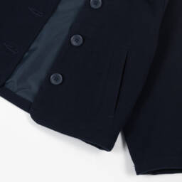 NAME IT-Girls Navy Blue Felted Jacket with Faux Fur Collar | Childrensalon