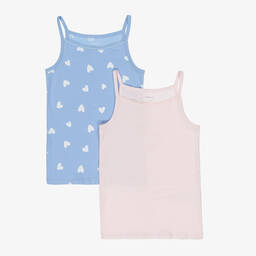 NAME IT-Girls Pink & Blue Cotton Vests (2 Pack) | Childrensalon
