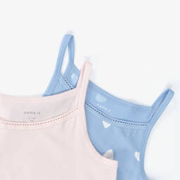 NAME IT-Girls Pink & Blue Cotton Vests (2 Pack) | Childrensalon