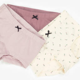 NAME IT-Girls Pink & Ivory Cotton Knickers (3 Pack) | Childrensalon