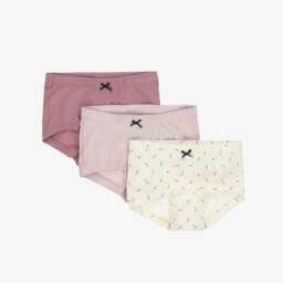 NAME IT-Girls Pink & Ivory Cotton Knickers (3 Pack) | Childrensalon