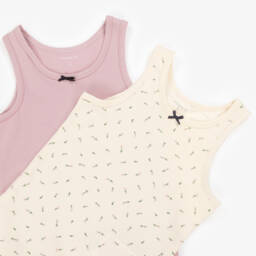 NAME IT-Girls Pink & Ivory Cotton Vests (2 Pack) | Childrensalon