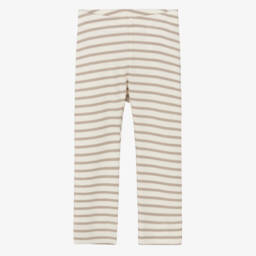 Ivory & Beige Striped Baby Leggings
