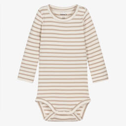 Ivory & Beige Striped Bodysuit