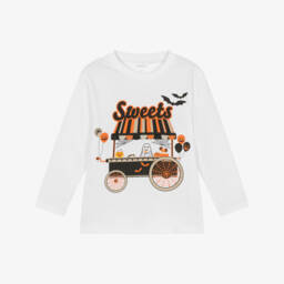 NAME IT-White Cotton Halloween Cart Top | Childrensalon
