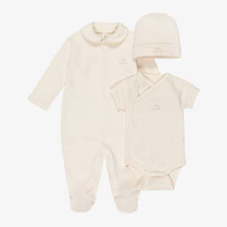 NaturaPura-Ivory Organic Cotton Babygrow Set | Childrensalon