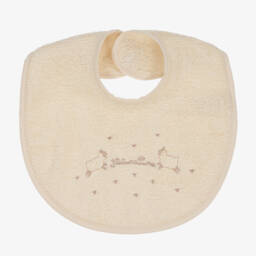 NaturaPura-Ivory Organic Cotton Embroidered Bib | Childrensalon