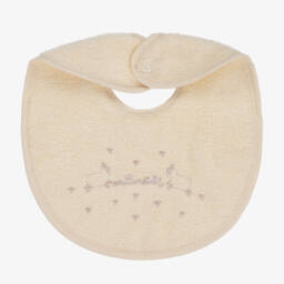 NaturaPura-Ivory Organic Cotton Embroidered Bib | Childrensalon