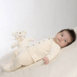 NaturaPura-Кремовые вязаные пинетки из органического хлопка | Childrensalon