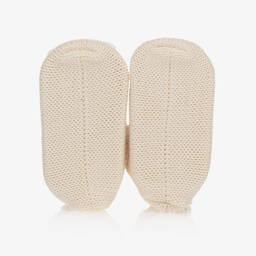 NaturaPura-Кремовые вязаные пинетки из органического хлопка | Childrensalon