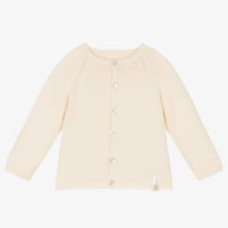 NaturaPura-Ivory Organic Cotton Knit Cardigan | Childrensalon