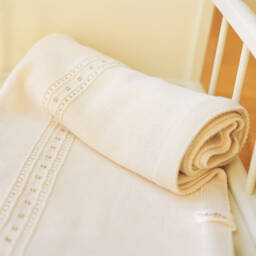 NaturaPura-Ivory Organic Cotton Knitted Blanket (100cm) | Childrensalon