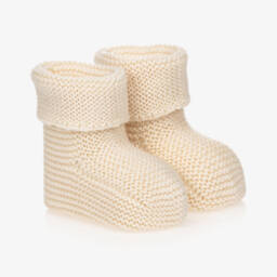 Ivory Organic Cotton Knitted Booties