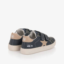 Naturino-Boys Navy Blue Leather Velcro Trainers | Childrensalon