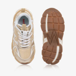 Naturino-Кроссовки бело-золотые сетчатые для девочек | Childrensalon