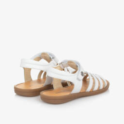 Naturino-Girls White Leather Sandals  | Childrensalon