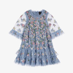 Needle & Thread-فستان تول مزين بالترتر لون أزرق | Childrensalon
