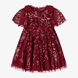 Needle & Thread-Girls Red Sequinned Tulle Dress | Childrensalon