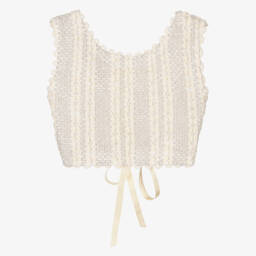 Топ бежевый кроше со шнуровкой для девочек (УФ50)