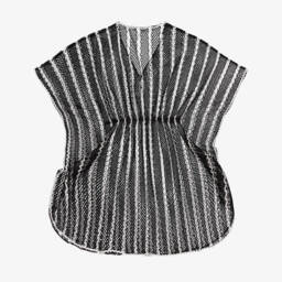 Nessi Byrd-Girls Black & White Crochet Beach Kaftan | Childrensalon