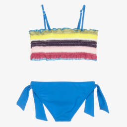 Nessi Byrd-Girls Blue Striped Bikini (UV50) | Childrensalon
