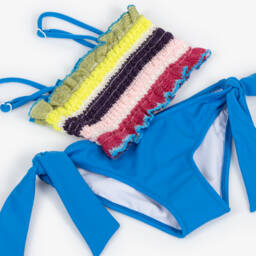 Nessi Byrd-Girls Blue Striped Bikini (UV50) | Childrensalon