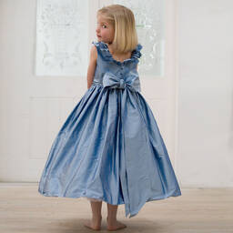 Nicki Macfarlane-Girls Blue Silk Dupion Dress | Childrensalon